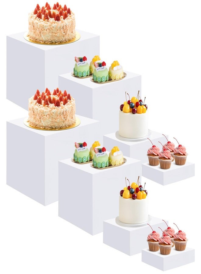 ejonirinjonir EI 8Pcs Acrylic Buffet Risers,High-end Classic Food Display Riser for Party,Catering,Jewelry Collectibles.White Heavy duty Dessert Table Display Set,Acrylic Cube Boxes Display Nesting Risers - Image 1